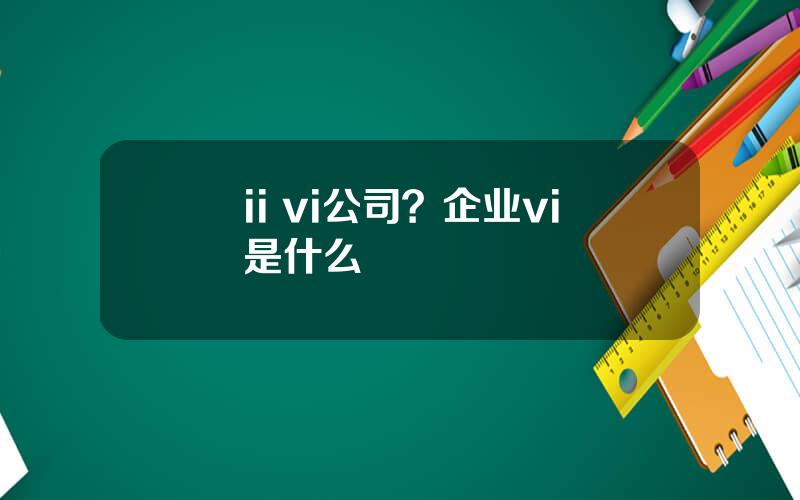 ii vi公司？企业vi是什么
